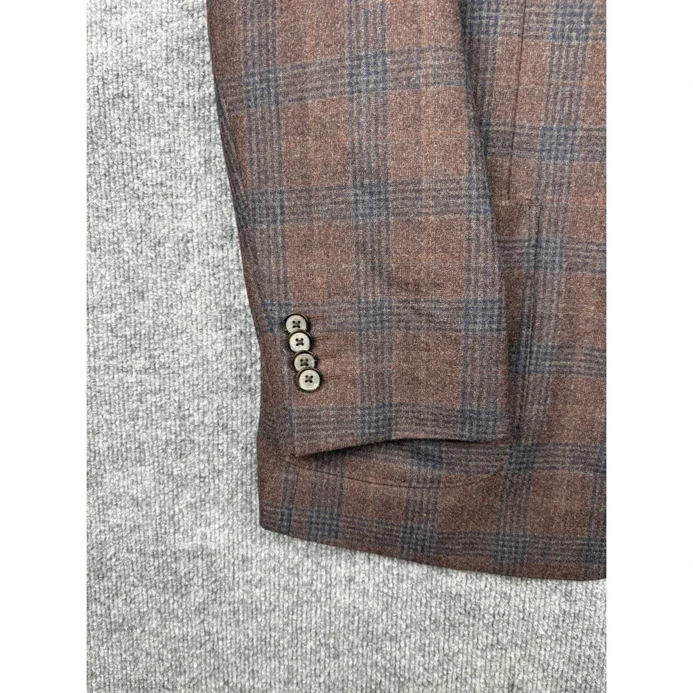 Joseph Abboud Heritage Blazer Mens 44R Brown Plaid Lanificio di Pray Wool